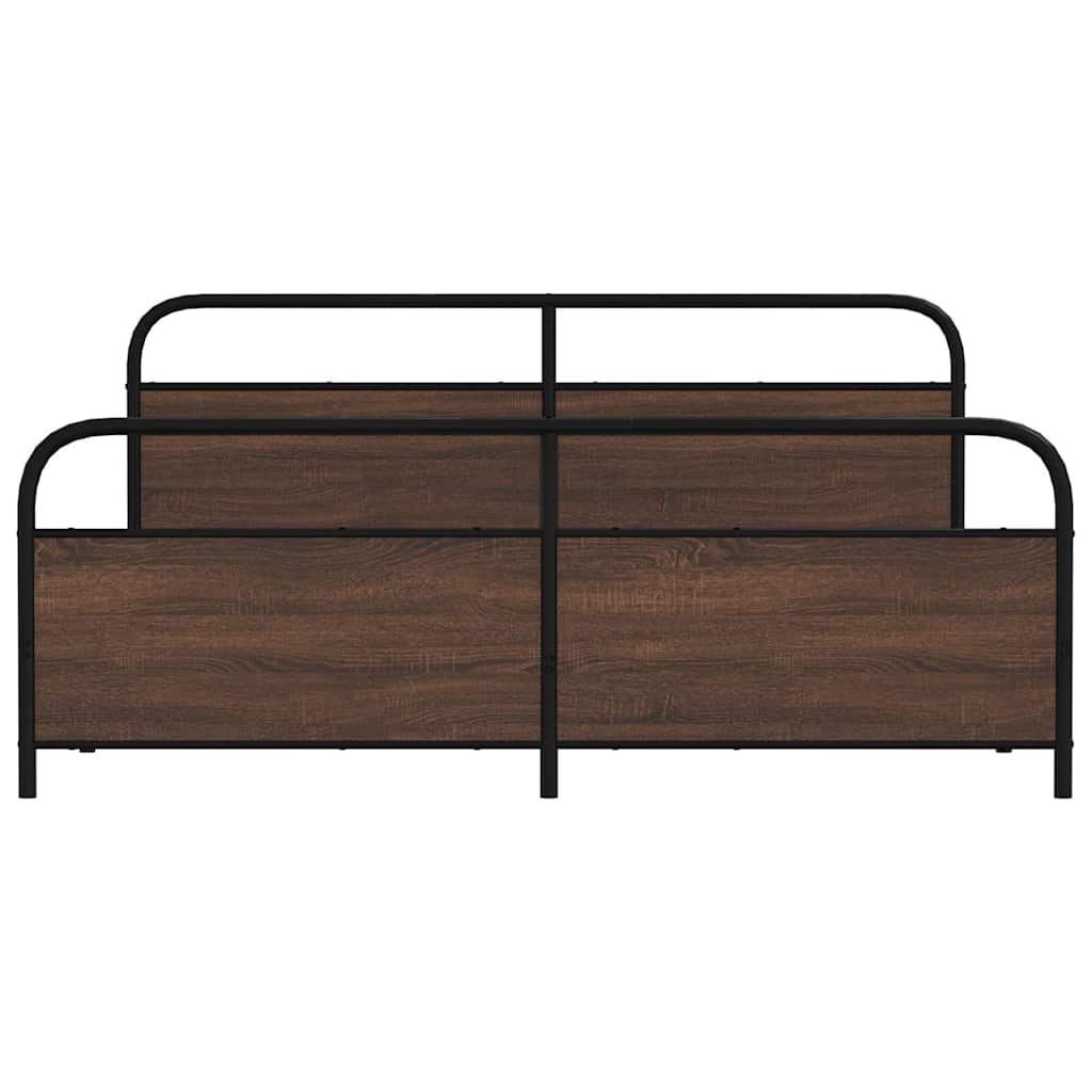 Bedframe zonder matras metaal bruin eikenkleurig 200x200 cm is nu te koop bij PeponiXL, paradijselijk wonen!