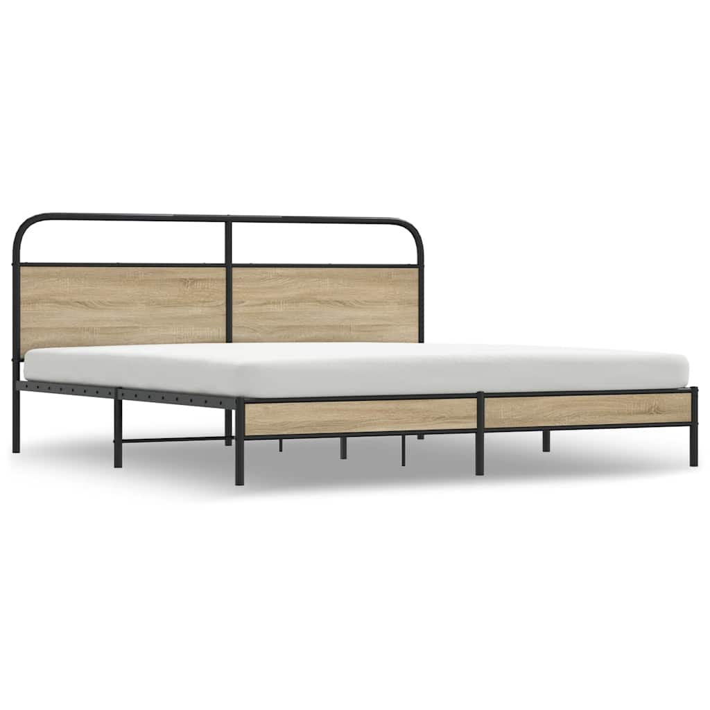 Bedframe zonder matras metaal gerookt eikenkleurig 180x200 cm is nu te koop bij PeponiXL, paradijselijk wonen!