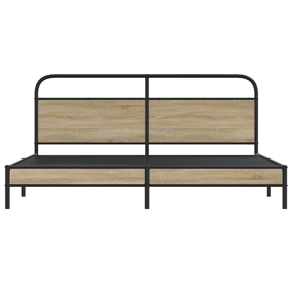 Bedframe zonder matras metaal gerookt eikenkleurig 180x200 cm is nu te koop bij PeponiXL, paradijselijk wonen!