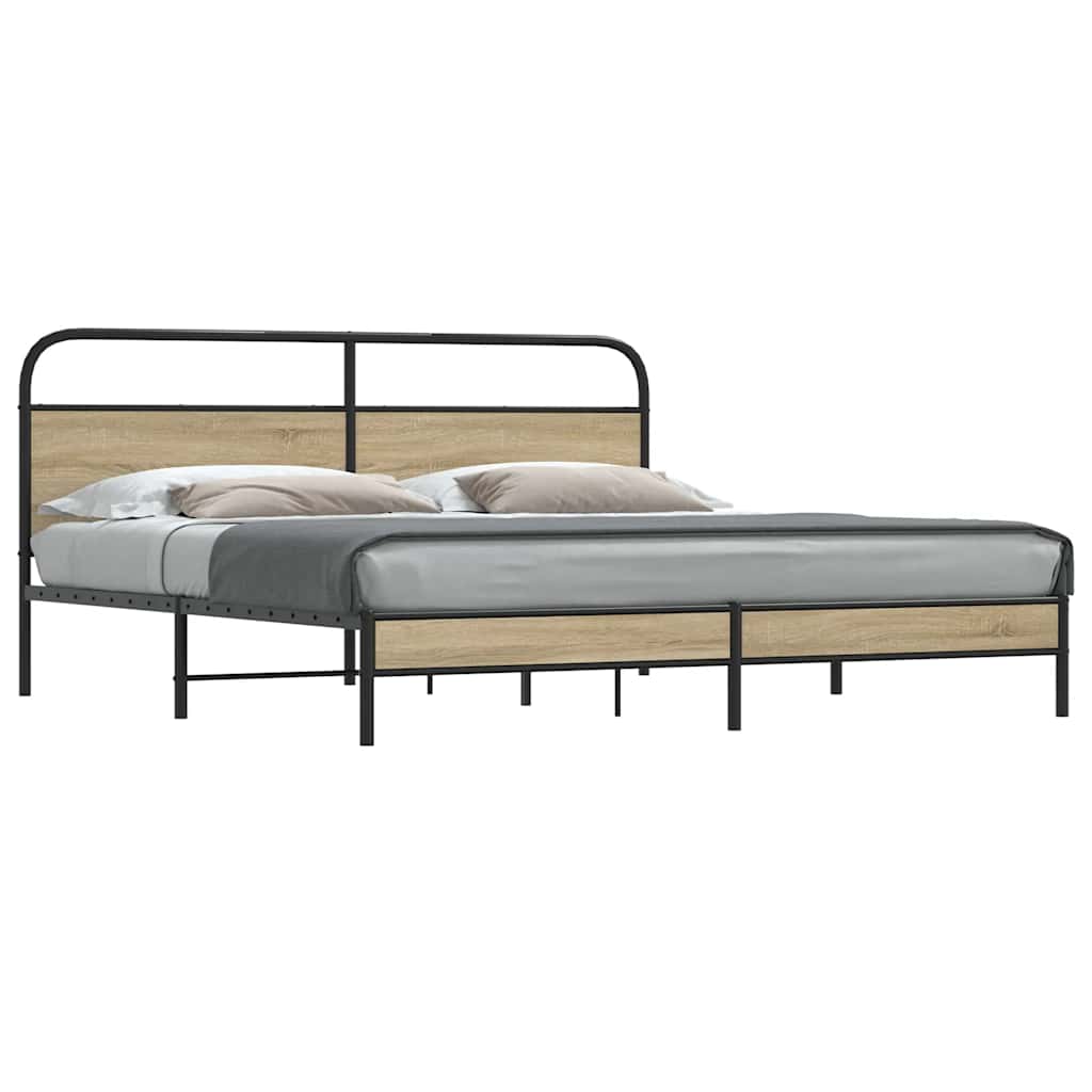 Bedframe zonder matras metaal gerookt eikenkleurig 183x213 cm is nu te koop bij PeponiXL, paradijselijk wonen!