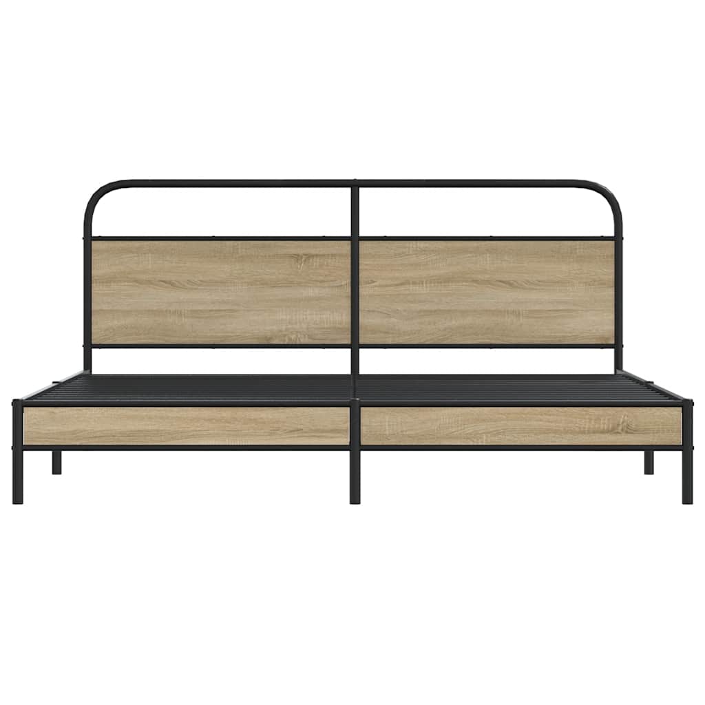 Bedframe zonder matras metaal gerookt eikenkleurig 193x203 cm is nu te koop bij PeponiXL, paradijselijk wonen!