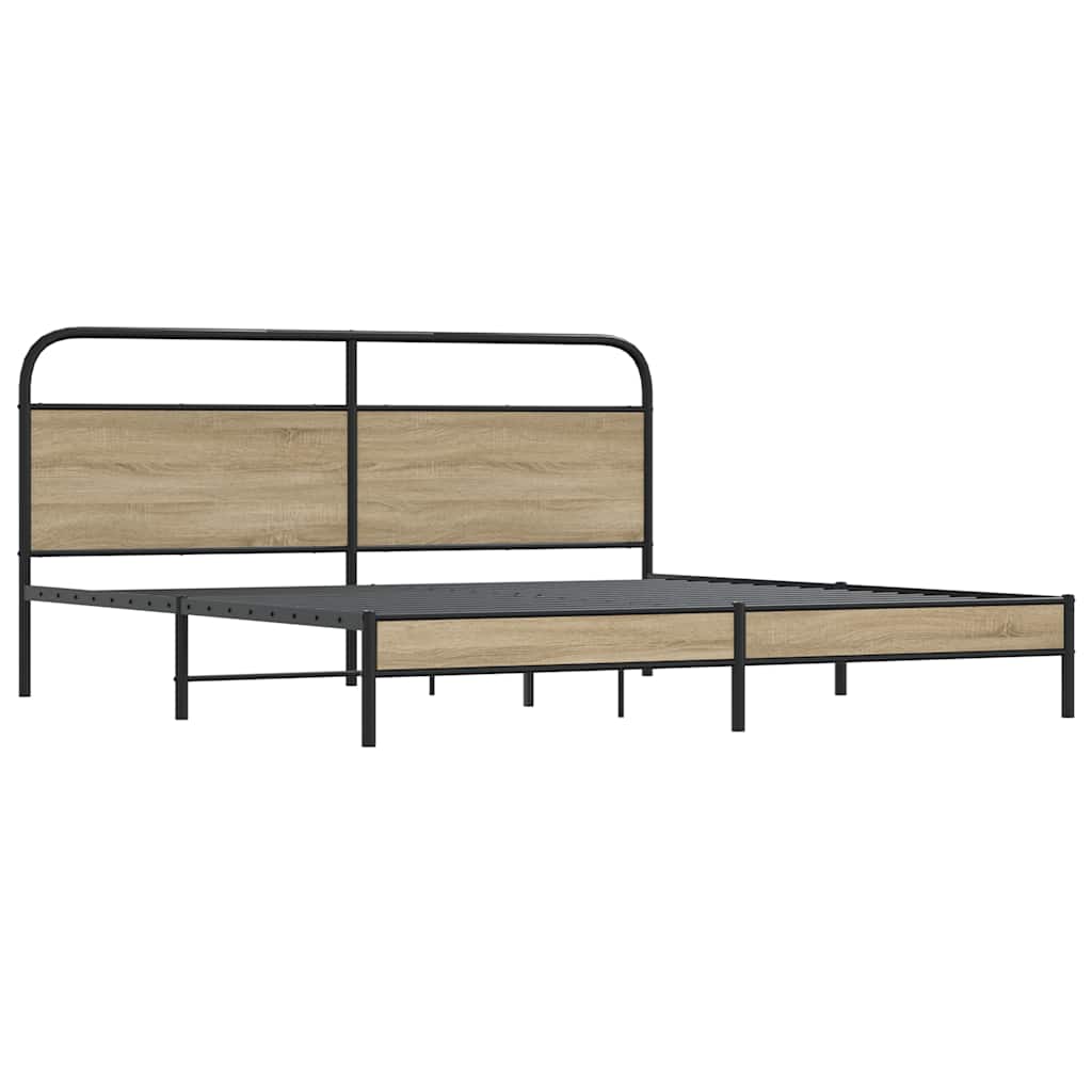 Bedframe zonder matras metaal gerookt eikenkleurig 200x200 cm is nu te koop bij PeponiXL, paradijselijk wonen!