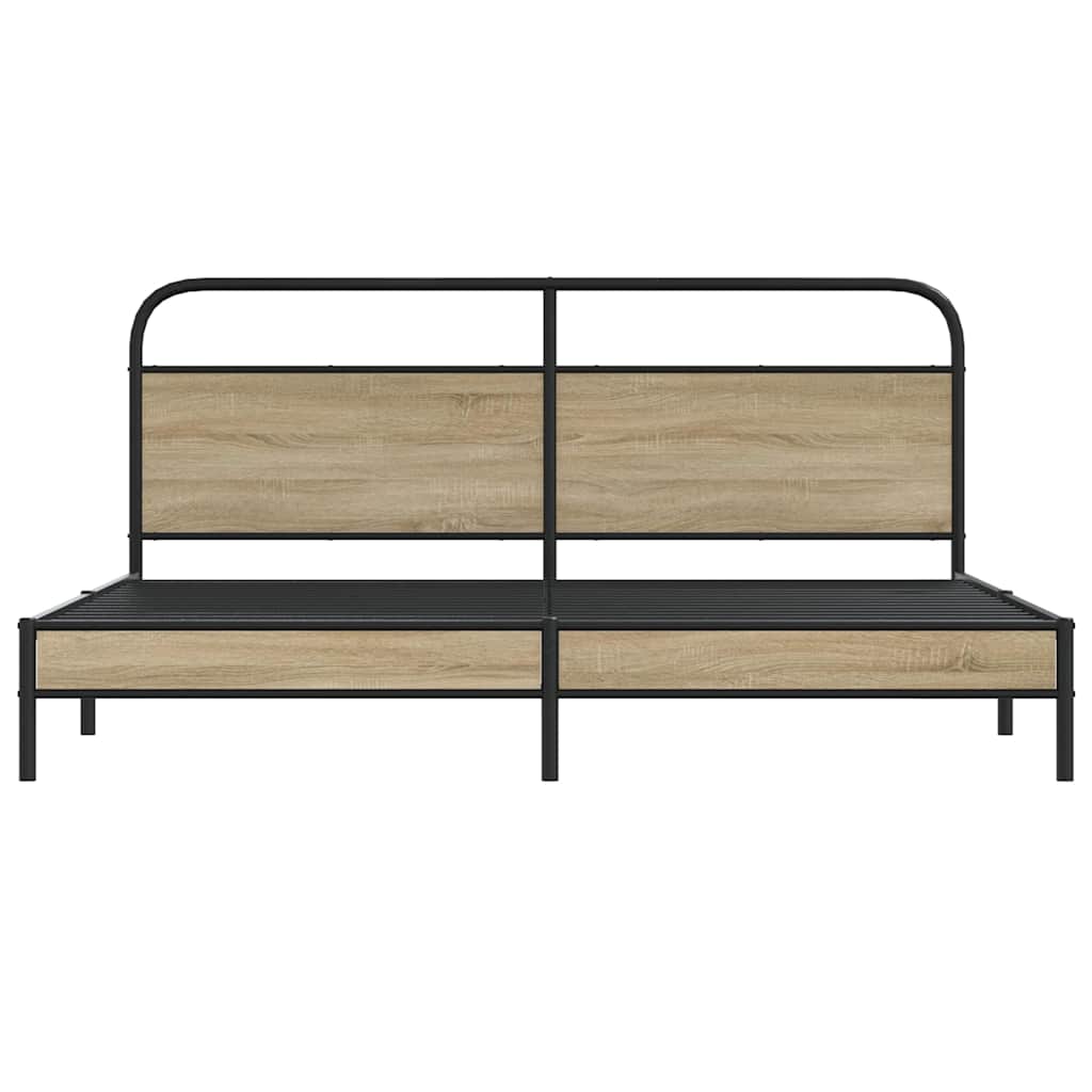 Bedframe zonder matras metaal gerookt eikenkleurig 200x200 cm is nu te koop bij PeponiXL, paradijselijk wonen!