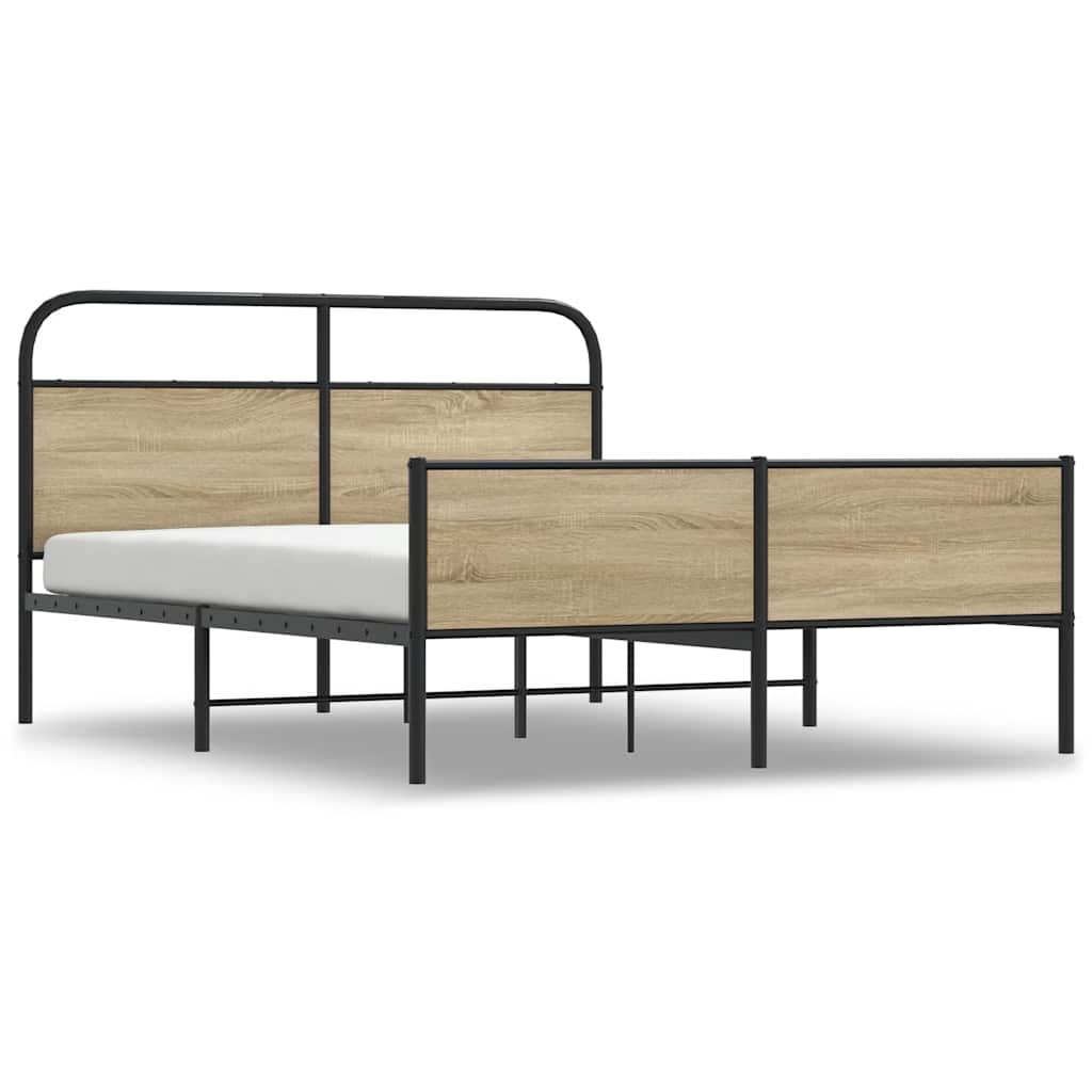 Bedframe zonder matras metaal gerookt eikenkleurig 160x200 cm is nu te koop bij PeponiXL, paradijselijk wonen!