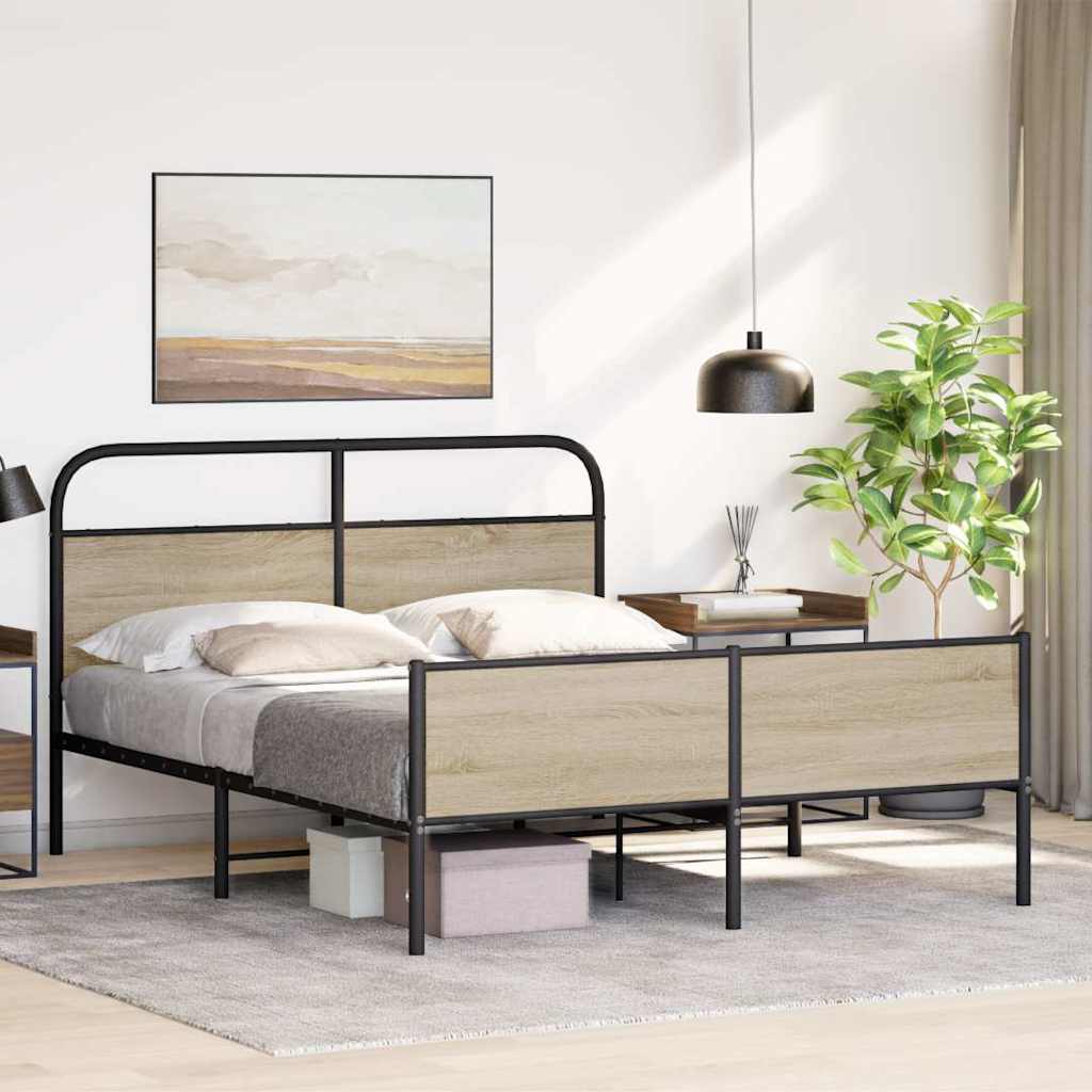 Bedframe zonder matras metaal gerookt eikenkleurig 180x200 cm is nu te koop bij PeponiXL, paradijselijk wonen!