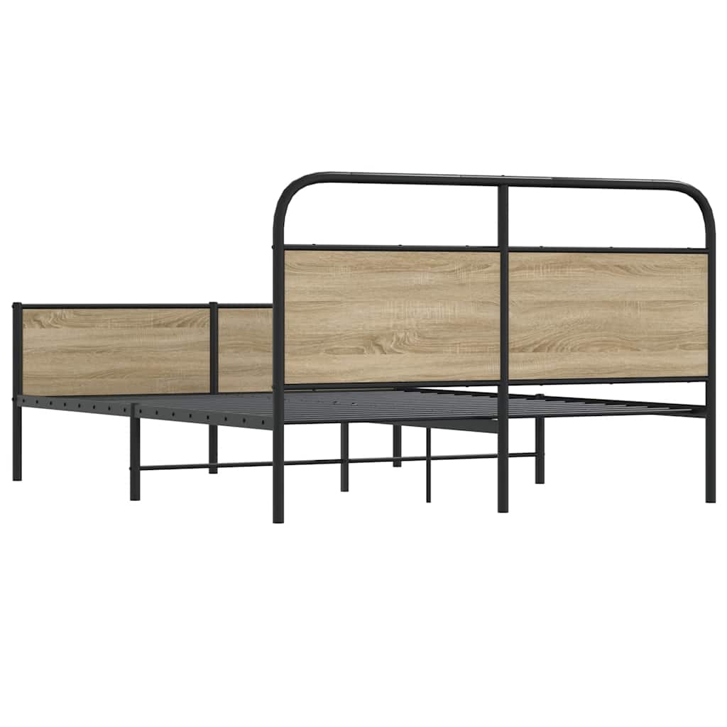 Bedframe zonder matras metaal gerookt eikenkleurig 180x200 cm is nu te koop bij PeponiXL, paradijselijk wonen!