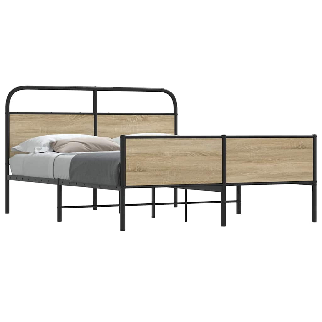 Bedframe zonder matras metaal gerookt eikenkleurig 180x200 cm is nu te koop bij PeponiXL, paradijselijk wonen!