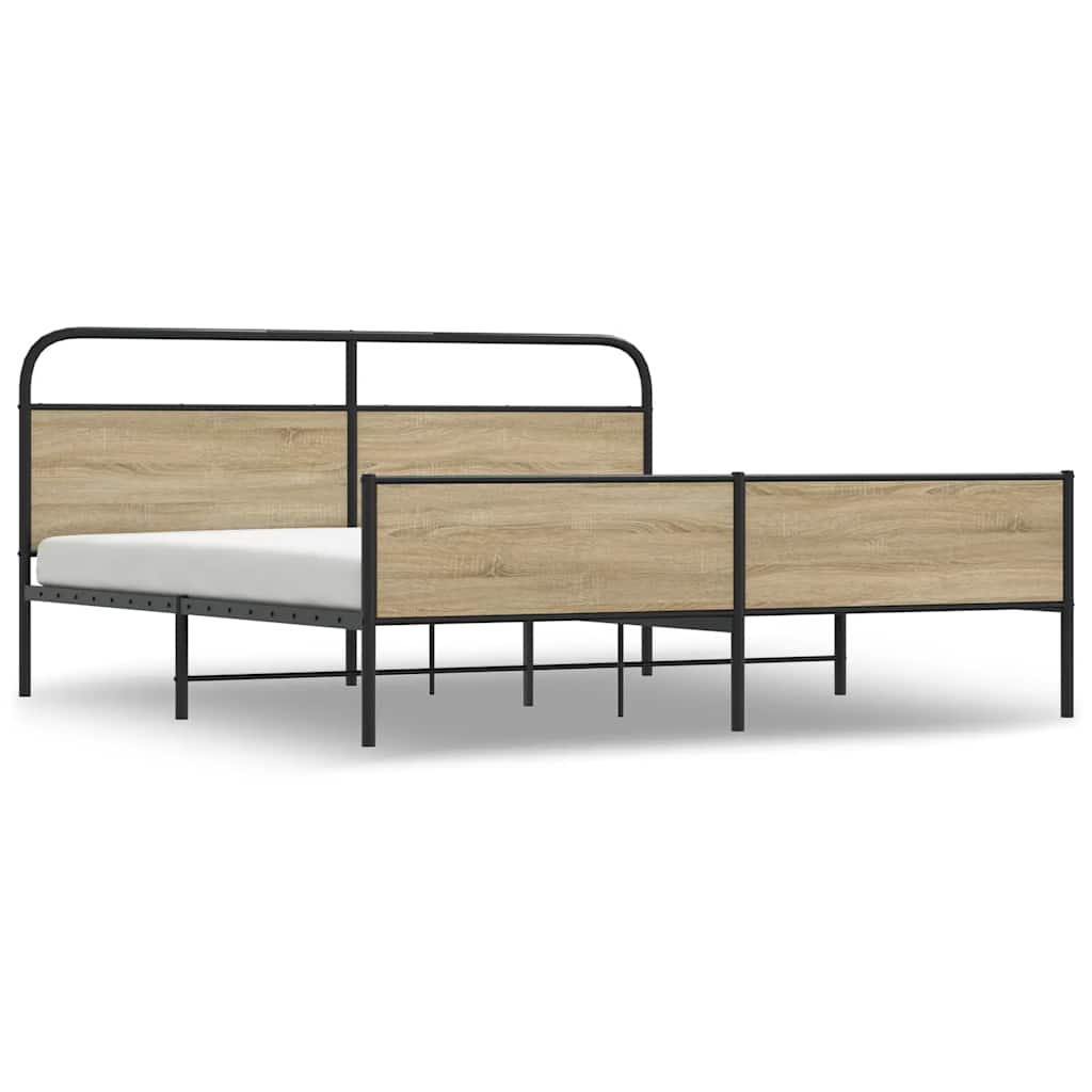 Bedframe zonder matras metaal gerookt eikenkleurig 183x213 cm is nu te koop bij PeponiXL, paradijselijk wonen!