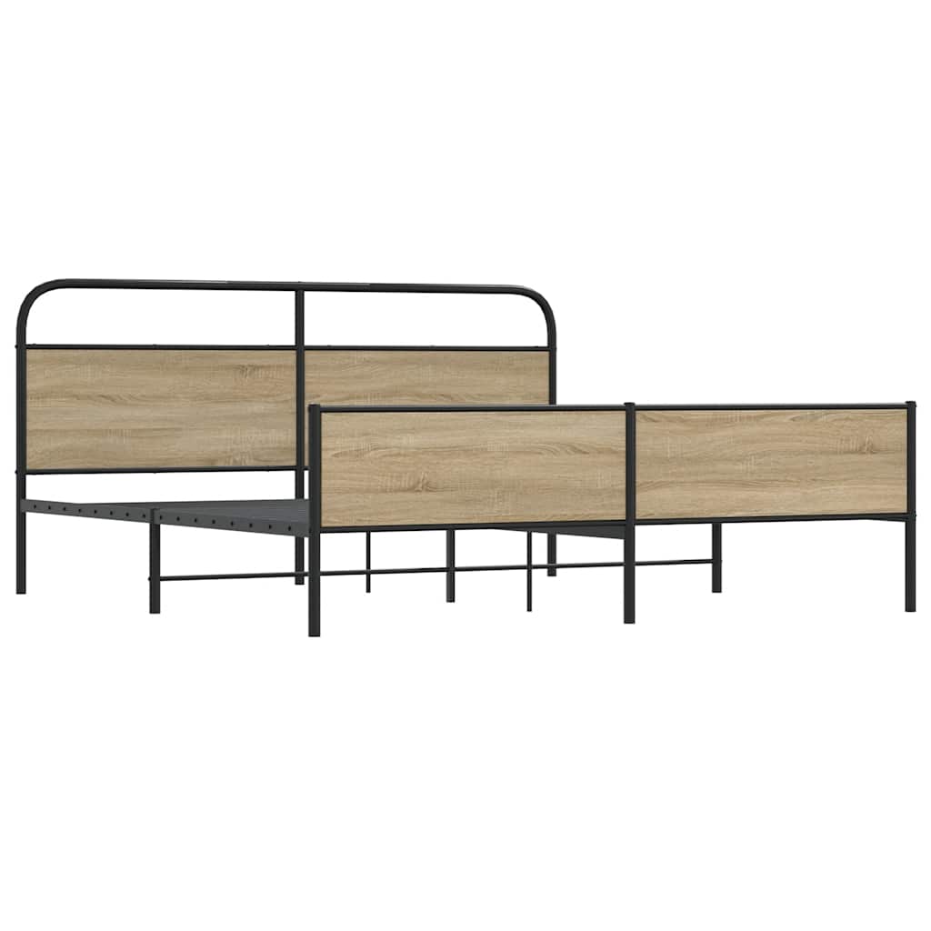 Bedframe zonder matras metaal gerookt eikenkleurig 183x213 cm is nu te koop bij PeponiXL, paradijselijk wonen!