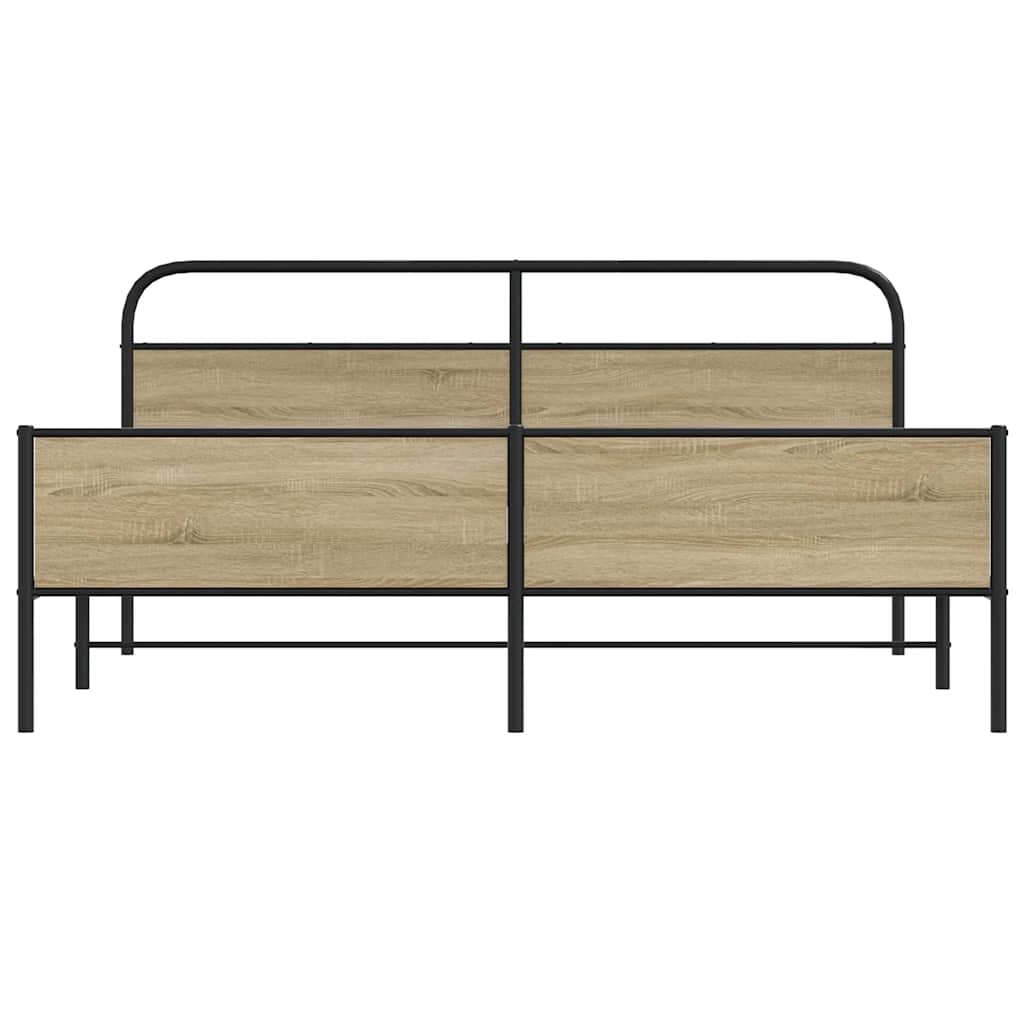 Bedframe zonder matras metaal gerookt eikenkleurig 183x213 cm is nu te koop bij PeponiXL, paradijselijk wonen!