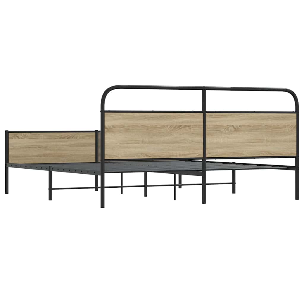 Bedframe zonder matras metaal gerookt eikenkleurig 183x213 cm is nu te koop bij PeponiXL, paradijselijk wonen!