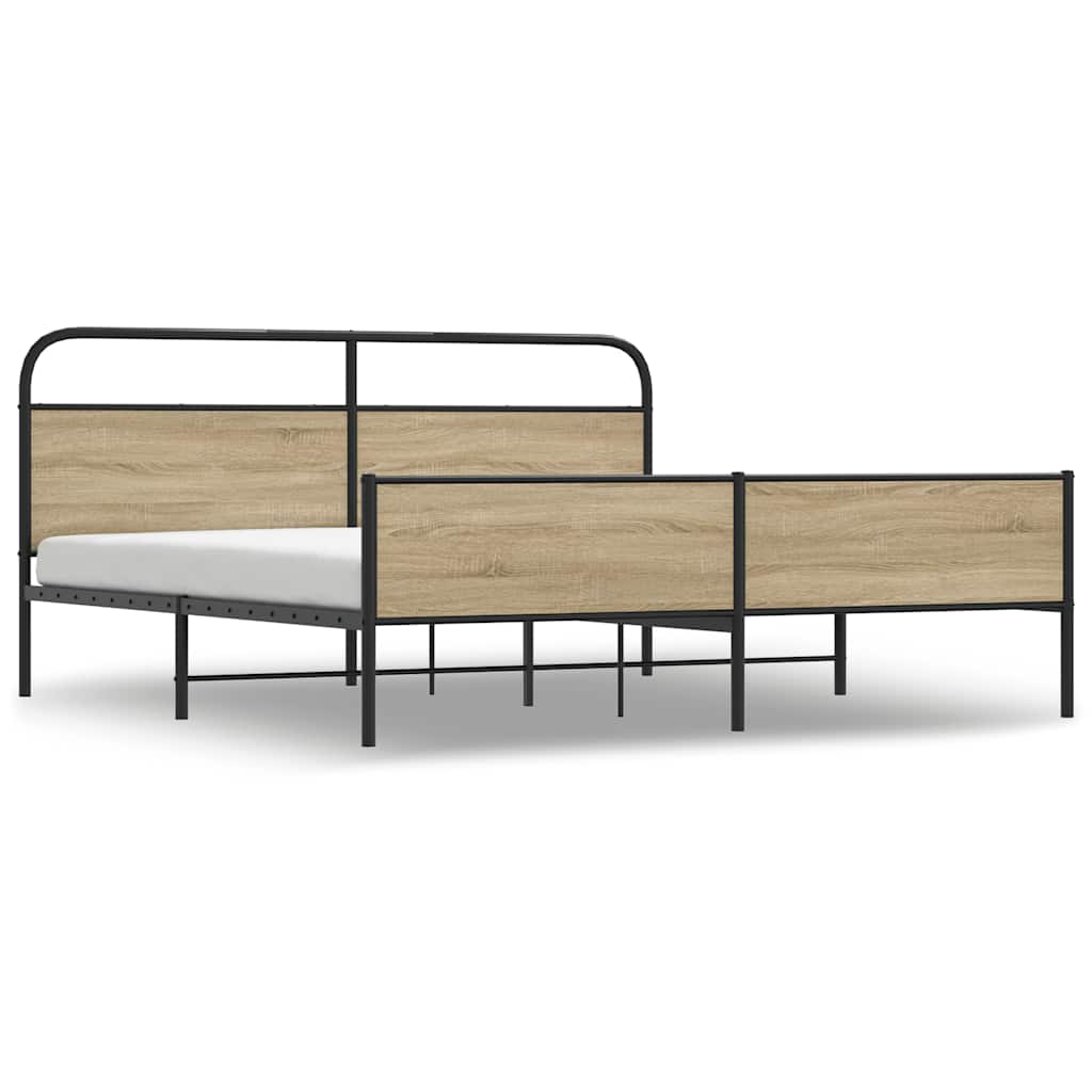 Bedframe zonder matras metaal gerookt eikenkleurig 193x203 cm is nu te koop bij PeponiXL, paradijselijk wonen!