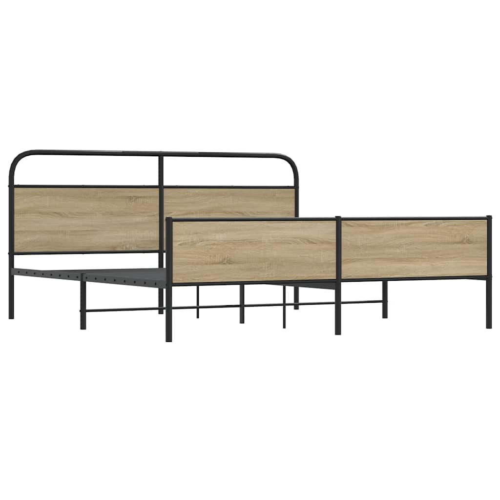 Bedframe zonder matras metaal gerookt eikenkleurig 200x200 cm is nu te koop bij PeponiXL, paradijselijk wonen!