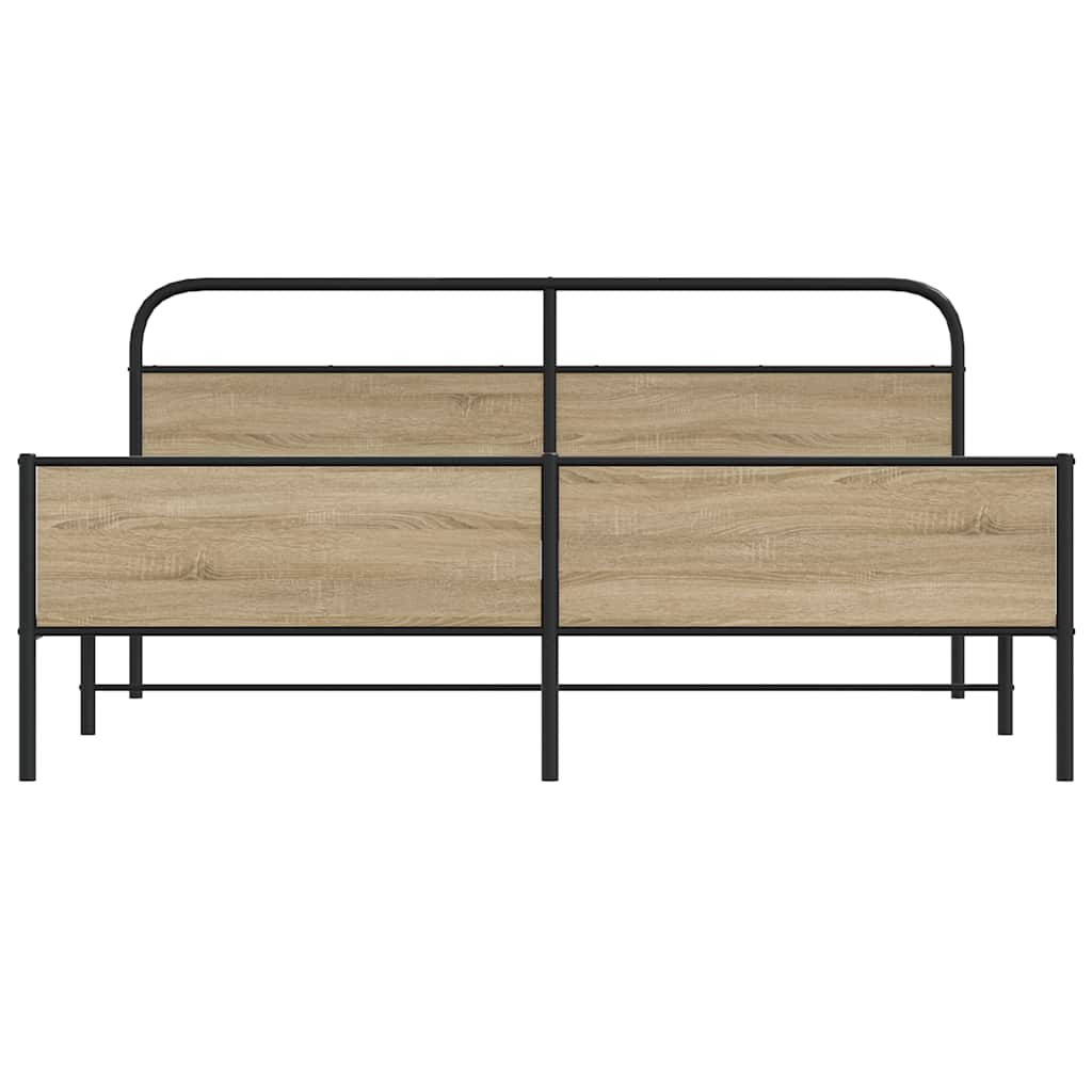 Bedframe zonder matras metaal gerookt eikenkleurig 200x200 cm is nu te koop bij PeponiXL, paradijselijk wonen!