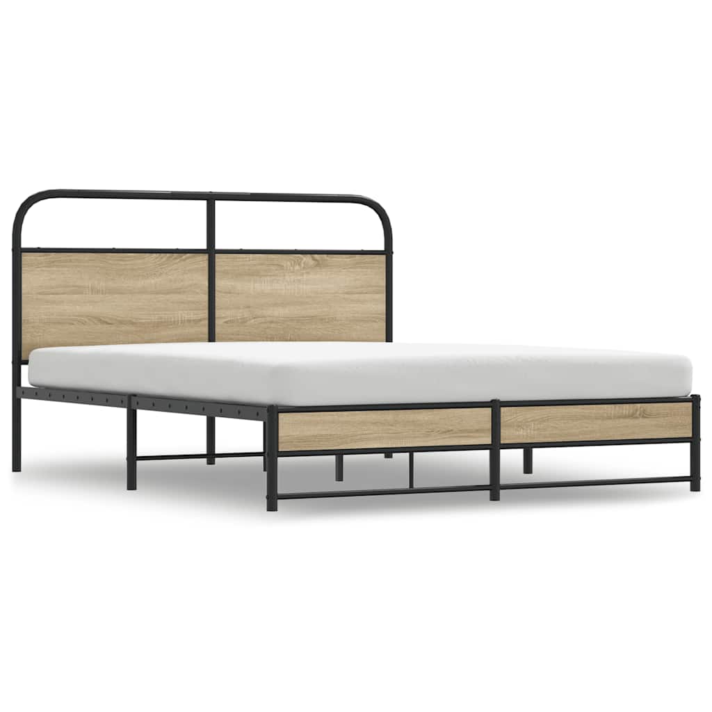 Bedframe zonder matras metaal gerookt eikenkleurig 160x200 cm is nu te koop bij PeponiXL, paradijselijk wonen!
