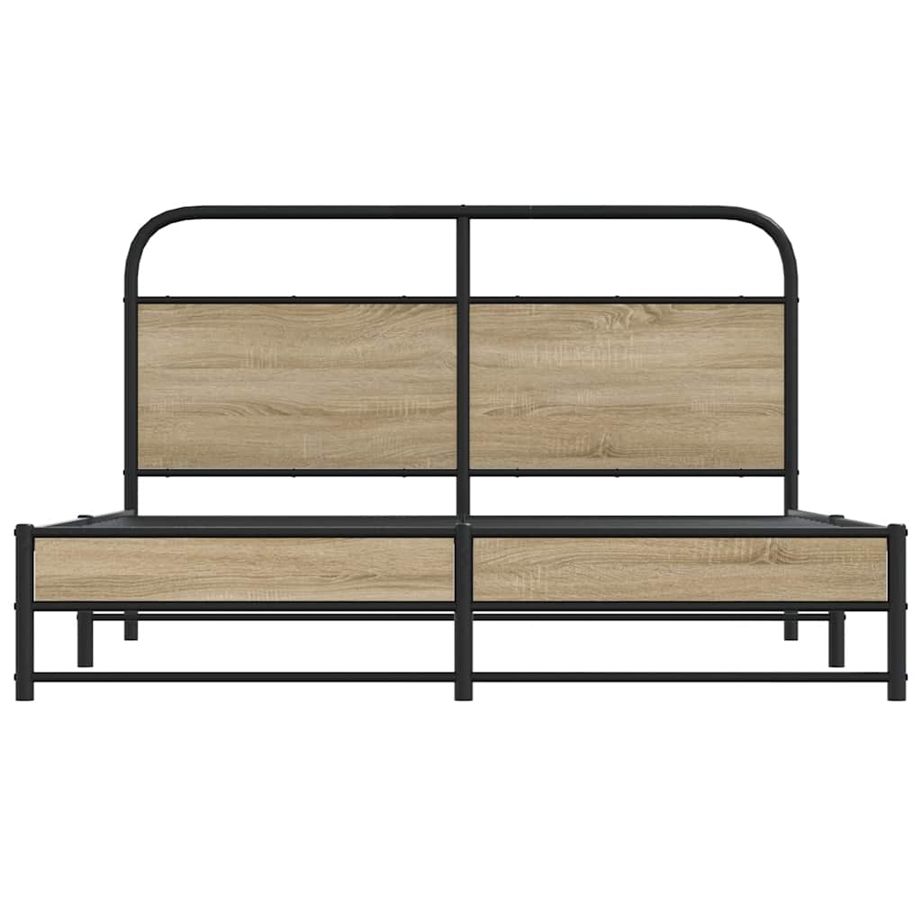 Bedframe zonder matras metaal gerookt eikenkleurig 160x200 cm is nu te koop bij PeponiXL, paradijselijk wonen!
