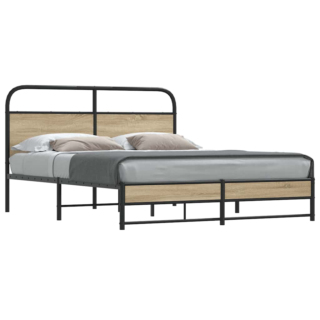 Bedframe zonder matras metaal gerookt eikenkleurig 160x200 cm is nu te koop bij PeponiXL, paradijselijk wonen!