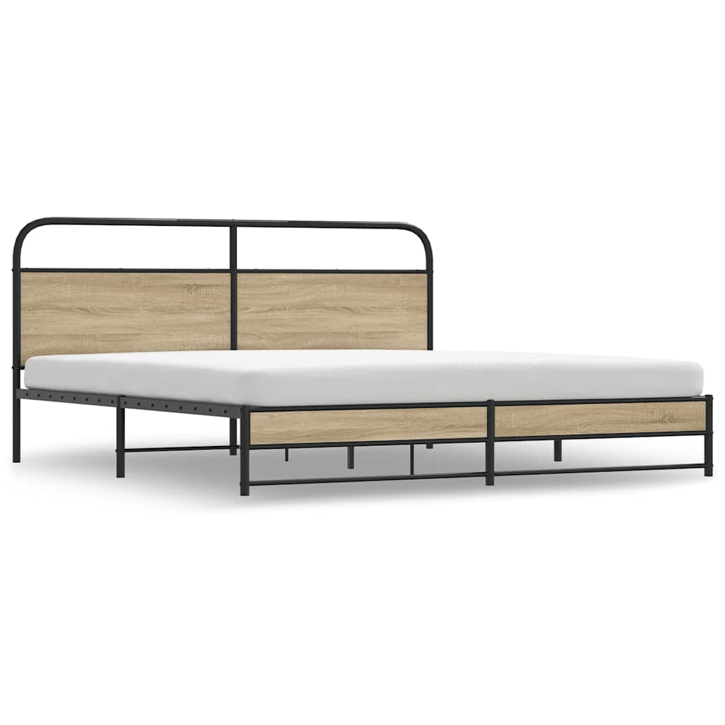 Bedframe zonder matras metaal gerookt eikenkleurig 180x200 cm is nu te koop bij PeponiXL, paradijselijk wonen!