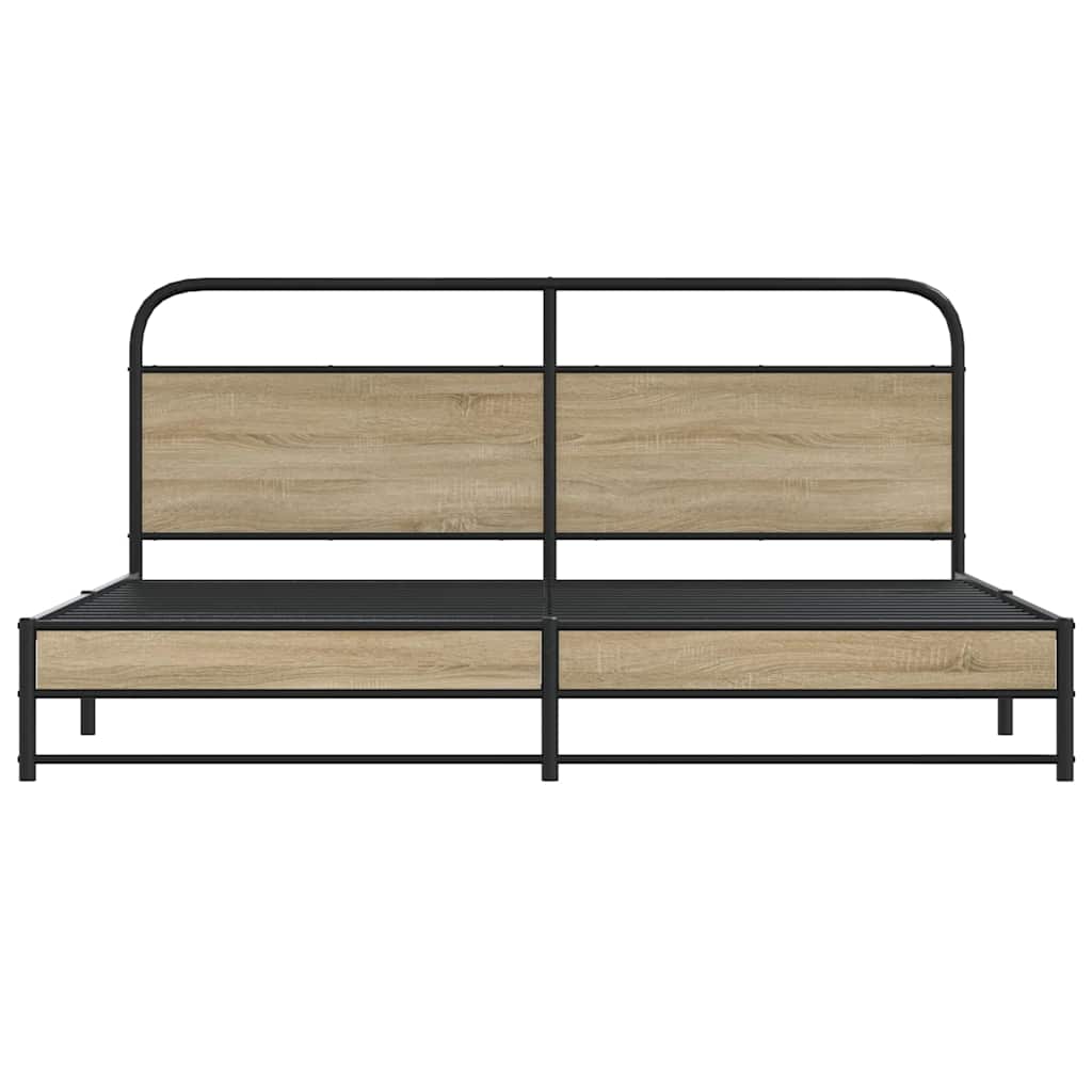 Bedframe zonder matras metaal gerookt eikenkleurig 180x200 cm is nu te koop bij PeponiXL, paradijselijk wonen!