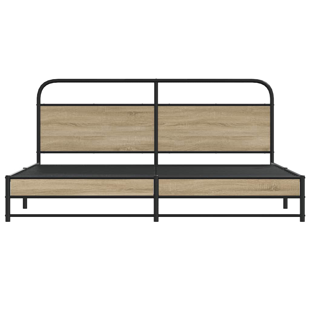 Bedframe zonder matras metaal gerookt eikenkleurig 183x213 cm is nu te koop bij PeponiXL, paradijselijk wonen!