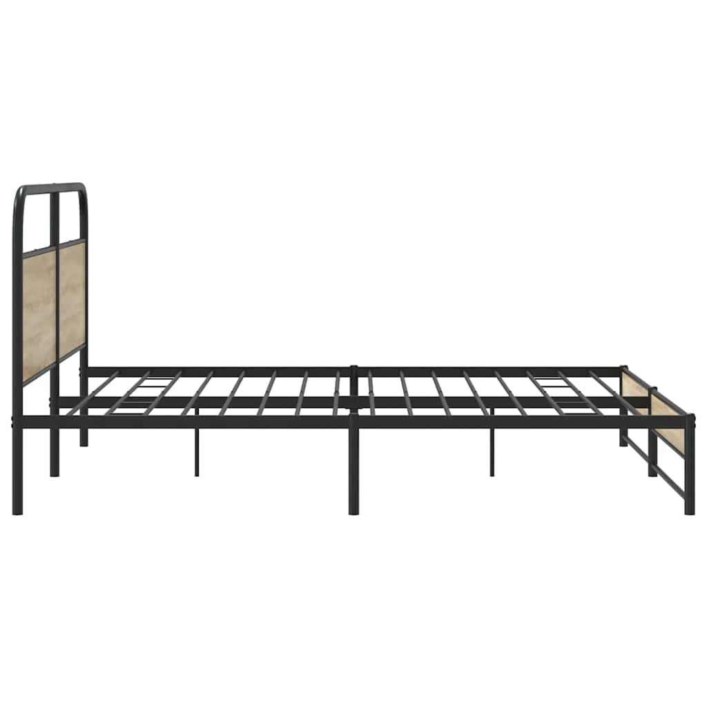 Bedframe zonder matras metaal gerookt eikenkleurig 193x203 cm is nu te koop bij PeponiXL, paradijselijk wonen!