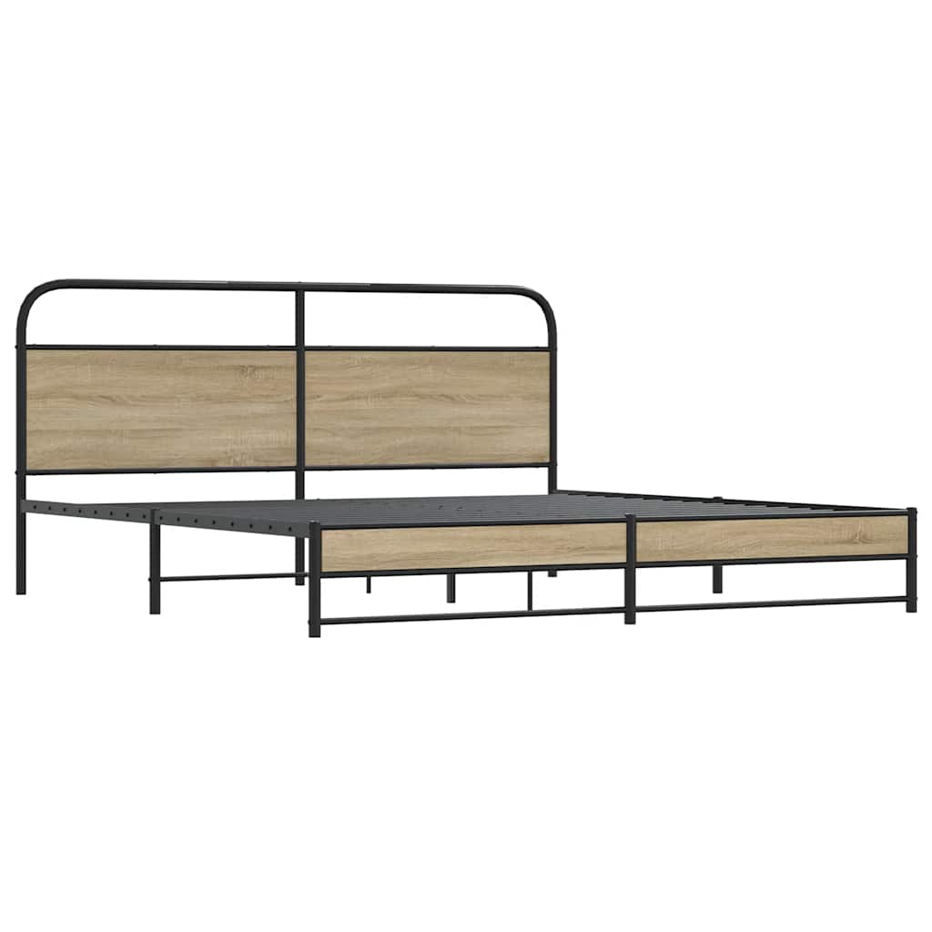Bedframe zonder matras metaal gerookt eikenkleurig 200x200 cm is nu te koop bij PeponiXL, paradijselijk wonen!