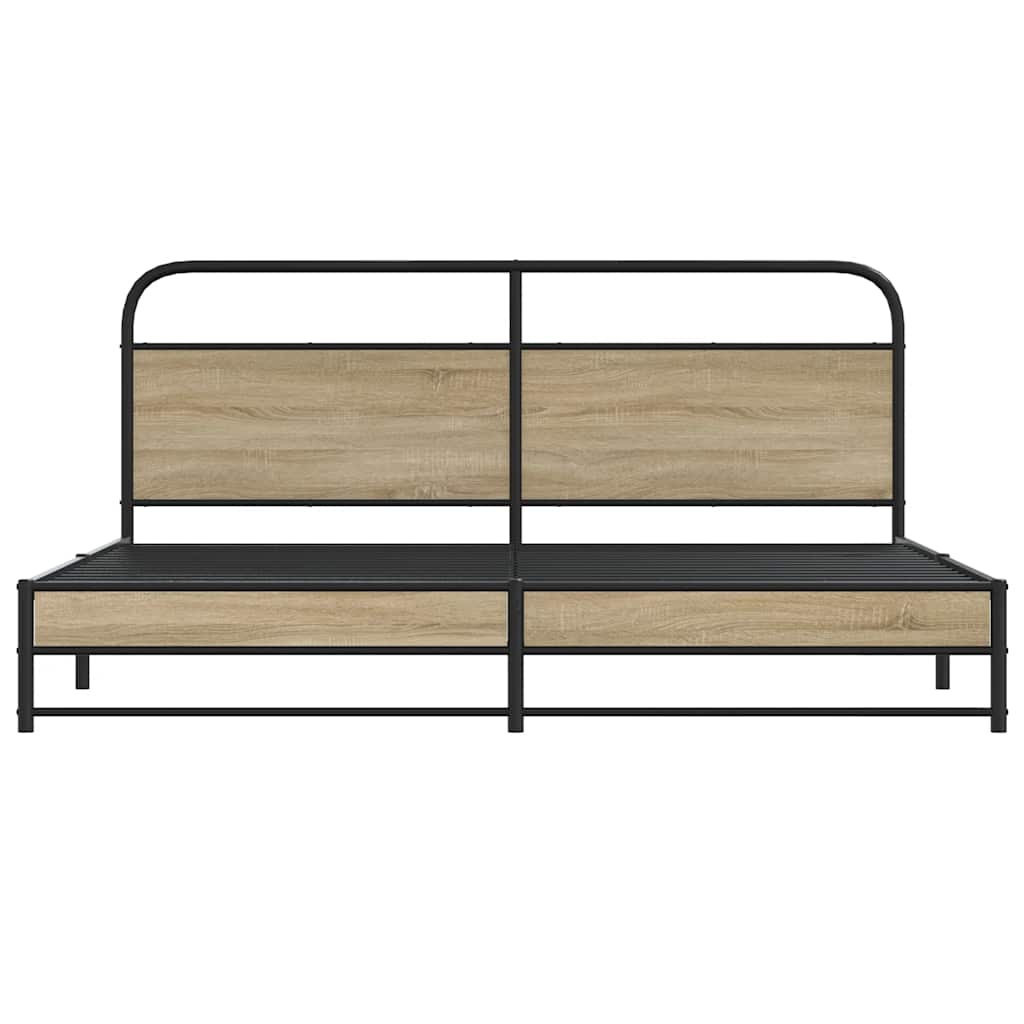 Bedframe zonder matras metaal gerookt eikenkleurig 200x200 cm is nu te koop bij PeponiXL, paradijselijk wonen!
