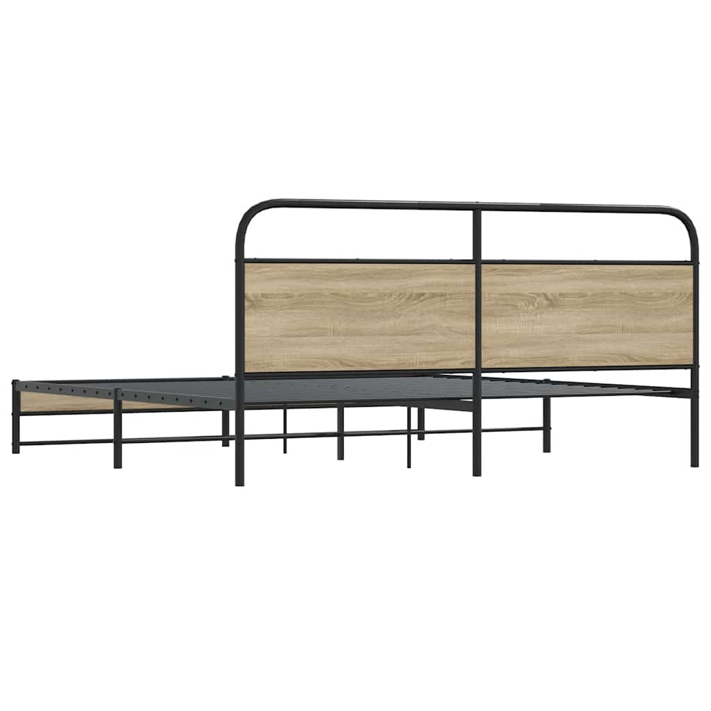 Bedframe zonder matras metaal gerookt eikenkleurig 200x200 cm is nu te koop bij PeponiXL, paradijselijk wonen!
