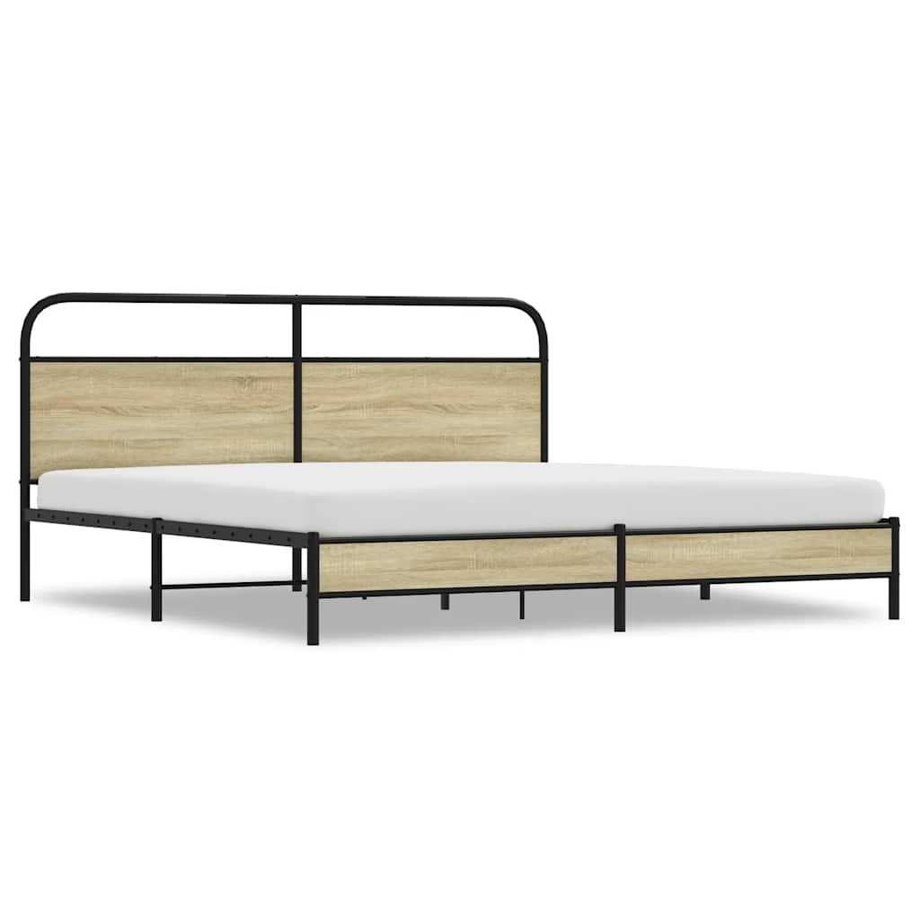 Bedframe zonder matras metaal sonoma eikenkleurig 180x200 cm is nu te koop bij PeponiXL, paradijselijk wonen!