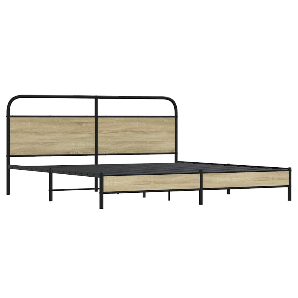 Bedframe zonder matras metaal sonoma eikenkleurig 180x200 cm is nu te koop bij PeponiXL, paradijselijk wonen!