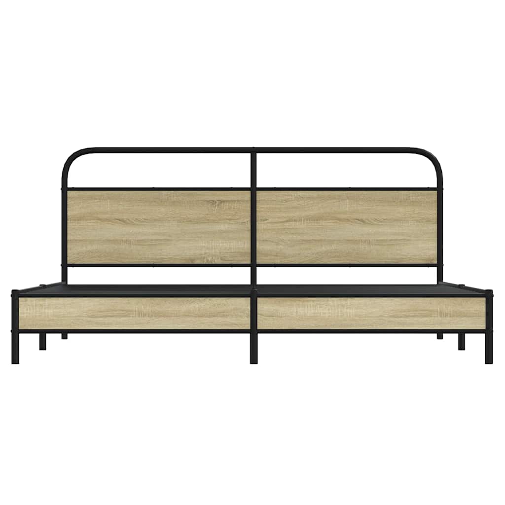 Bedframe zonder matras metaal sonoma eikenkleurig 180x200 cm is nu te koop bij PeponiXL, paradijselijk wonen!
