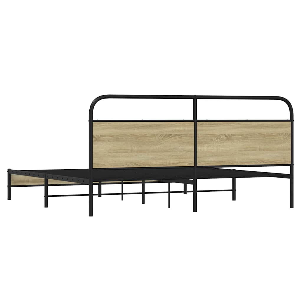 Bedframe zonder matras metaal sonoma eikenkleurig 180x200 cm is nu te koop bij PeponiXL, paradijselijk wonen!