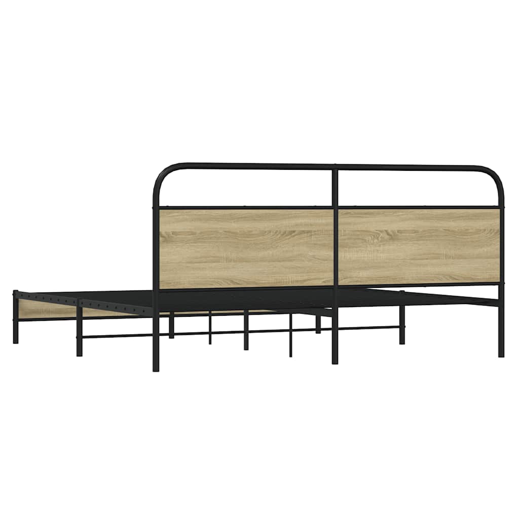 Bedframe zonder matras metaal sonoma eikenkleurig 183x213 cm is nu te koop bij PeponiXL, paradijselijk wonen!