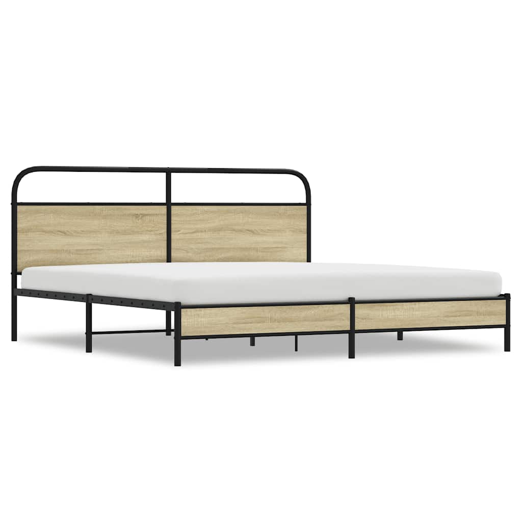 Bedframe zonder matras metaal sonoma eikenkleurig 193x203 cm is nu te koop bij PeponiXL, paradijselijk wonen!