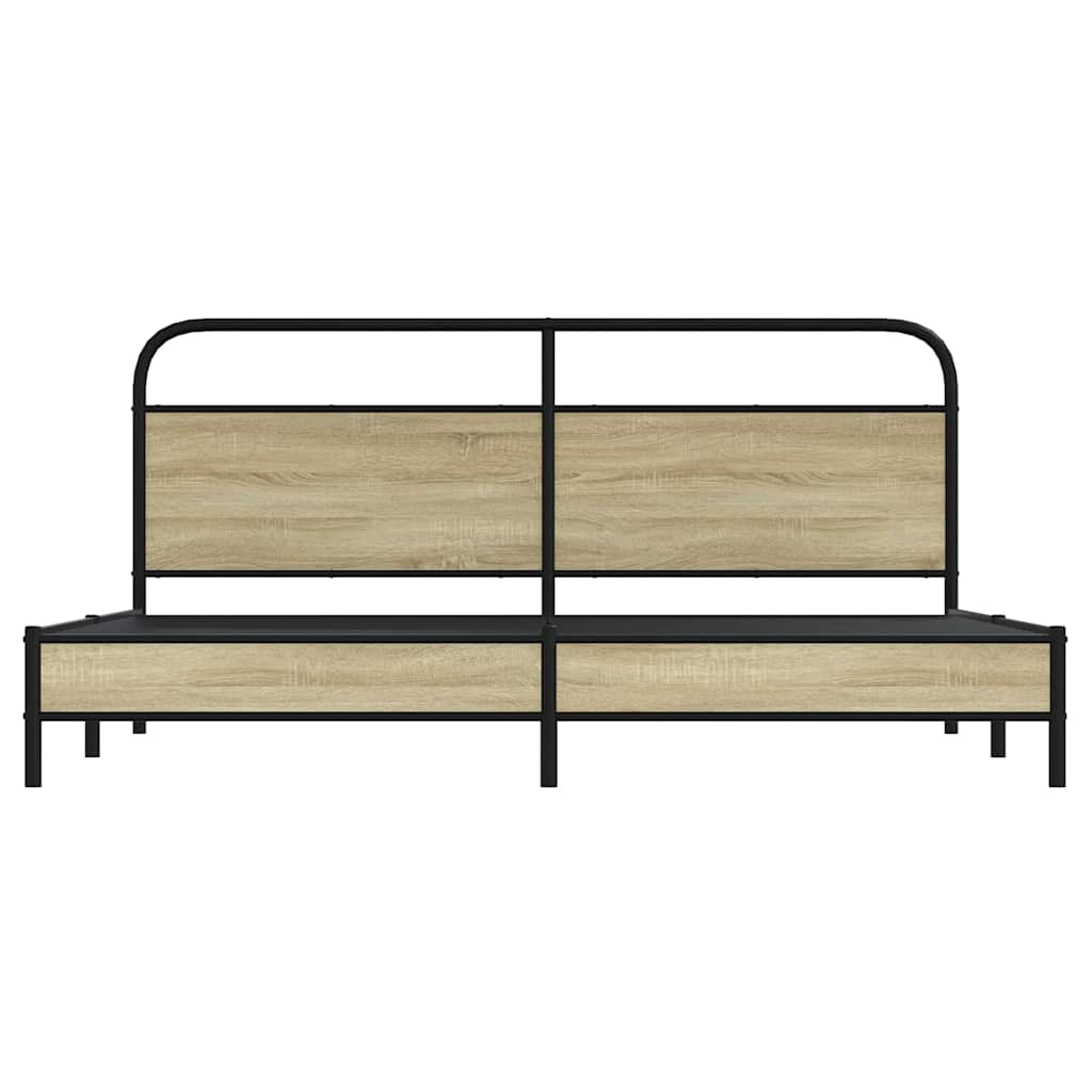 Bedframe zonder matras metaal sonoma eikenkleurig 193x203 cm is nu te koop bij PeponiXL, paradijselijk wonen!