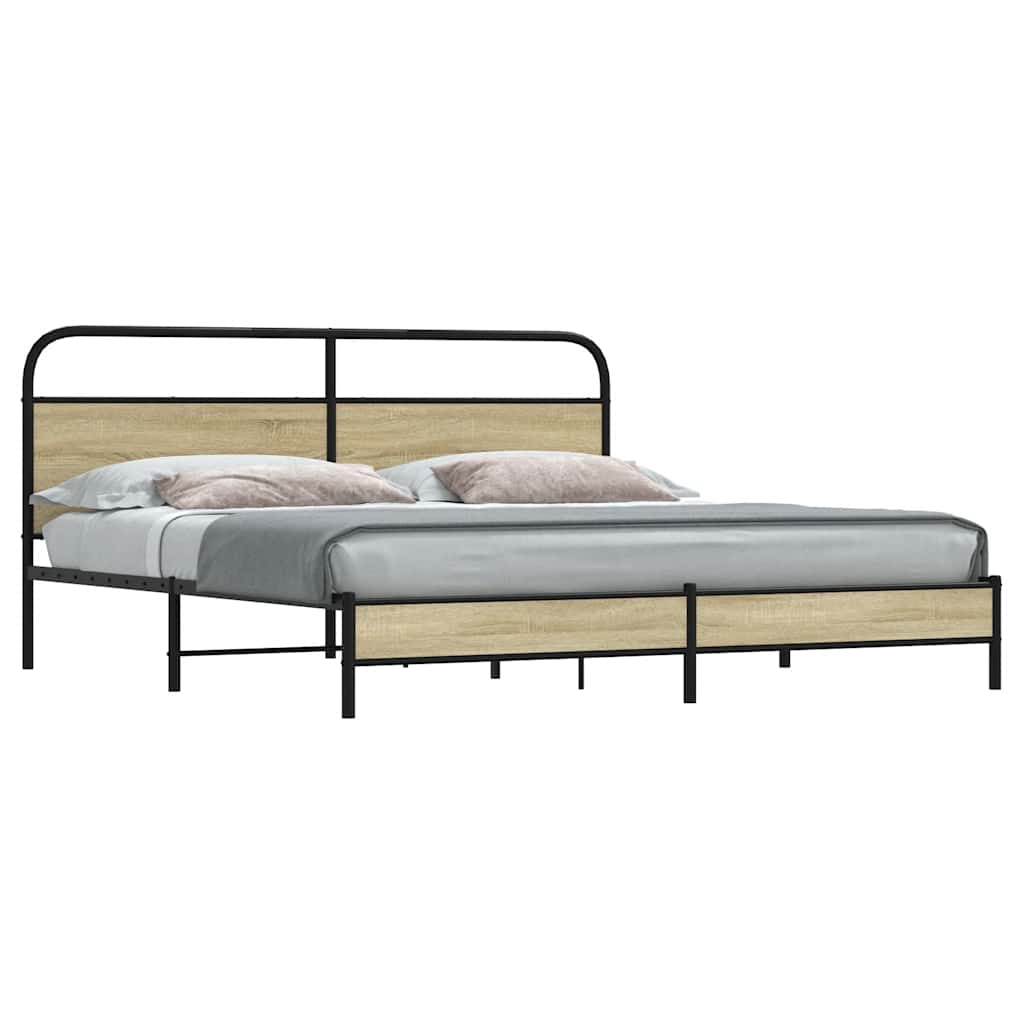 Bedframe zonder matras metaal sonoma eikenkleurig 193x203 cm is nu te koop bij PeponiXL, paradijselijk wonen!