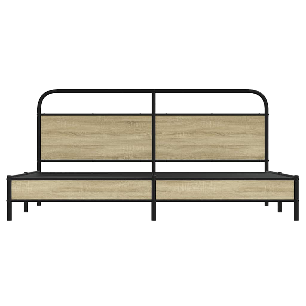 Bedframe zonder matras metaal sonoma eikenkleur 200x200 cm is nu te koop bij PeponiXL, paradijselijk wonen!