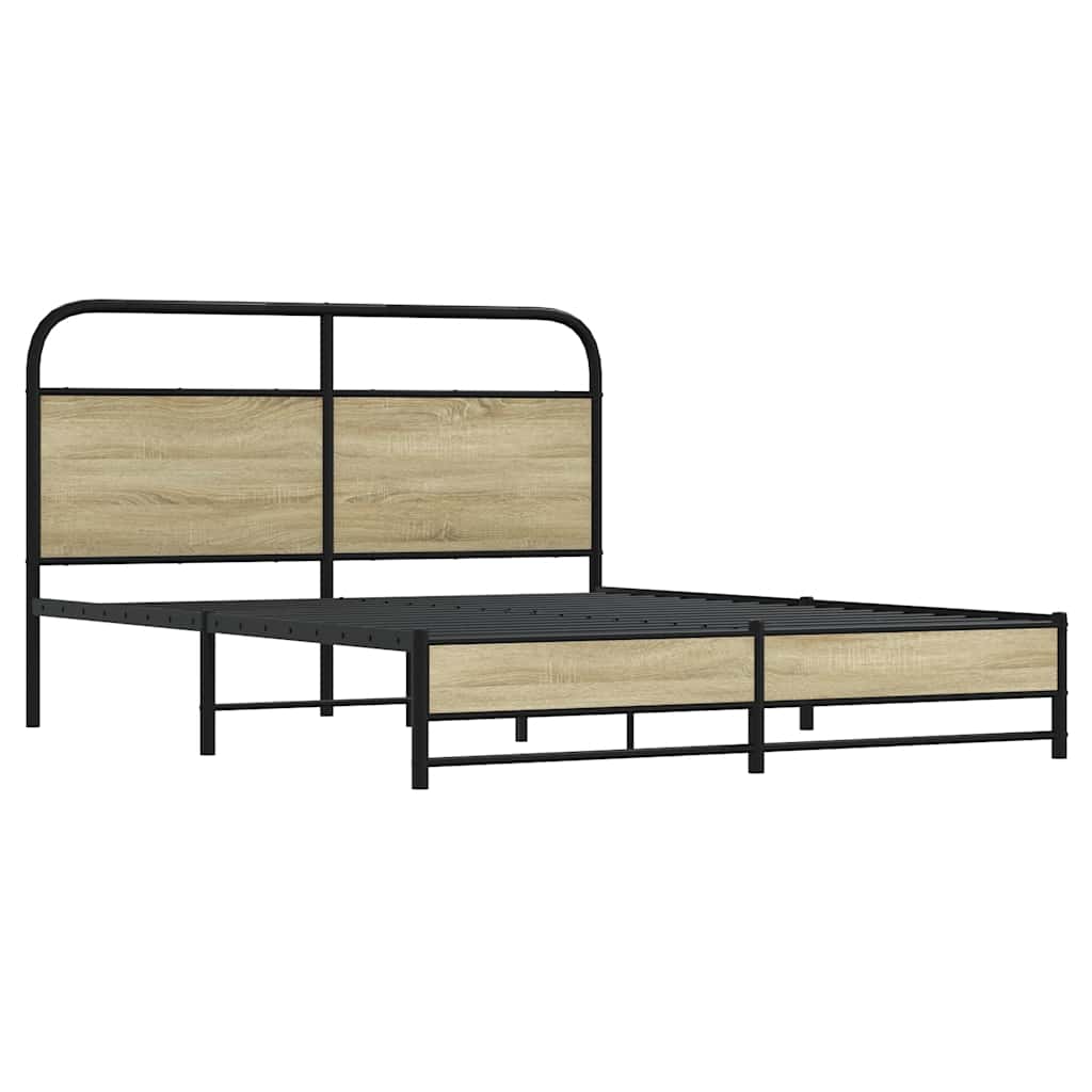 Bedframe zonder matras metaal sonoma eikenkleurig 160x200 cm is nu te koop bij PeponiXL, paradijselijk wonen!