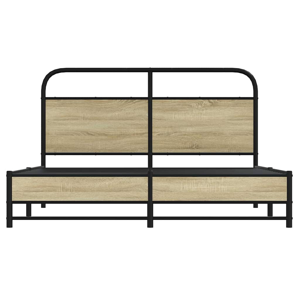 Bedframe zonder matras metaal sonoma eikenkleurig 160x200 cm is nu te koop bij PeponiXL, paradijselijk wonen!