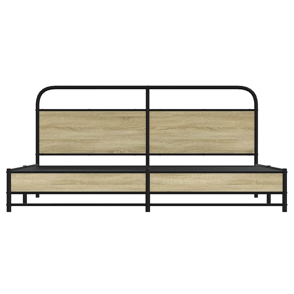 Bedframe zonder matras metaal sonoma eikenkleurig 180x200 cm is nu te koop bij PeponiXL, paradijselijk wonen!