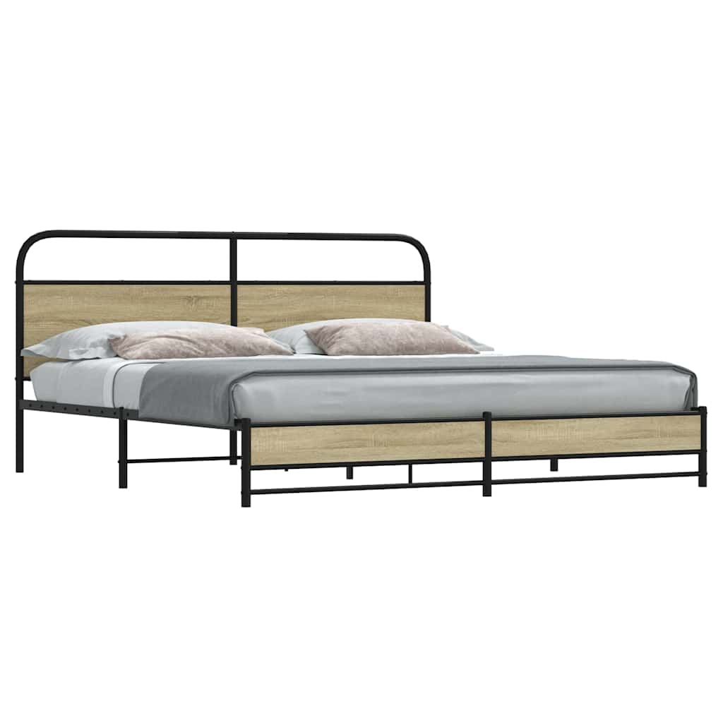 Bedframe zonder matras metaal sonoma eikenkleurig 180x200 cm is nu te koop bij PeponiXL, paradijselijk wonen!