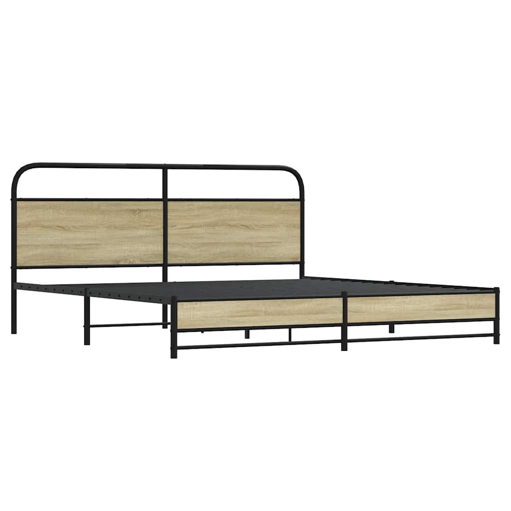 Bedframe zonder matras metaal sonoma eikenkleurig 183x213 cm is nu te koop bij PeponiXL, paradijselijk wonen!
