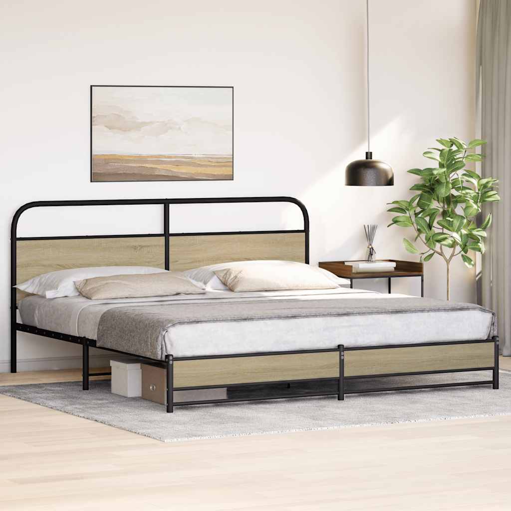 Bedframe zonder matras metaal sonoma eikenkleurig 183x213 cm is nu te koop bij PeponiXL, paradijselijk wonen!