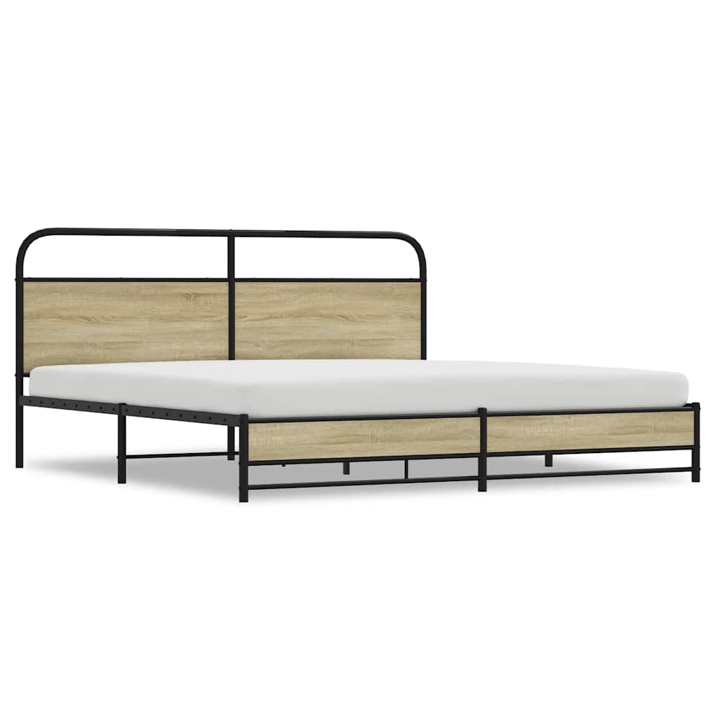 Bedframe zonder matras metaal sonoma eikenkleurig 193x203 cm is nu te koop bij PeponiXL, paradijselijk wonen!