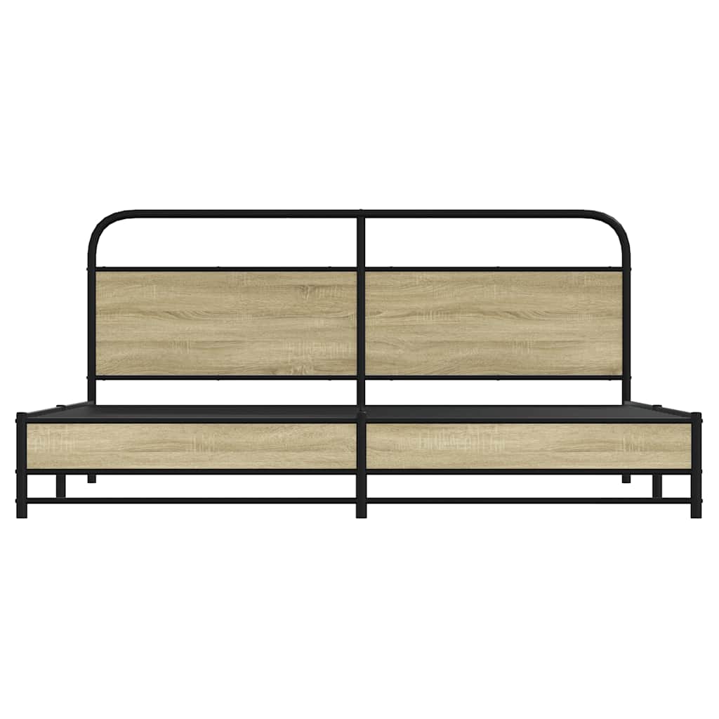 Bedframe zonder matras metaal sonoma eikenkleurig 193x203 cm is nu te koop bij PeponiXL, paradijselijk wonen!