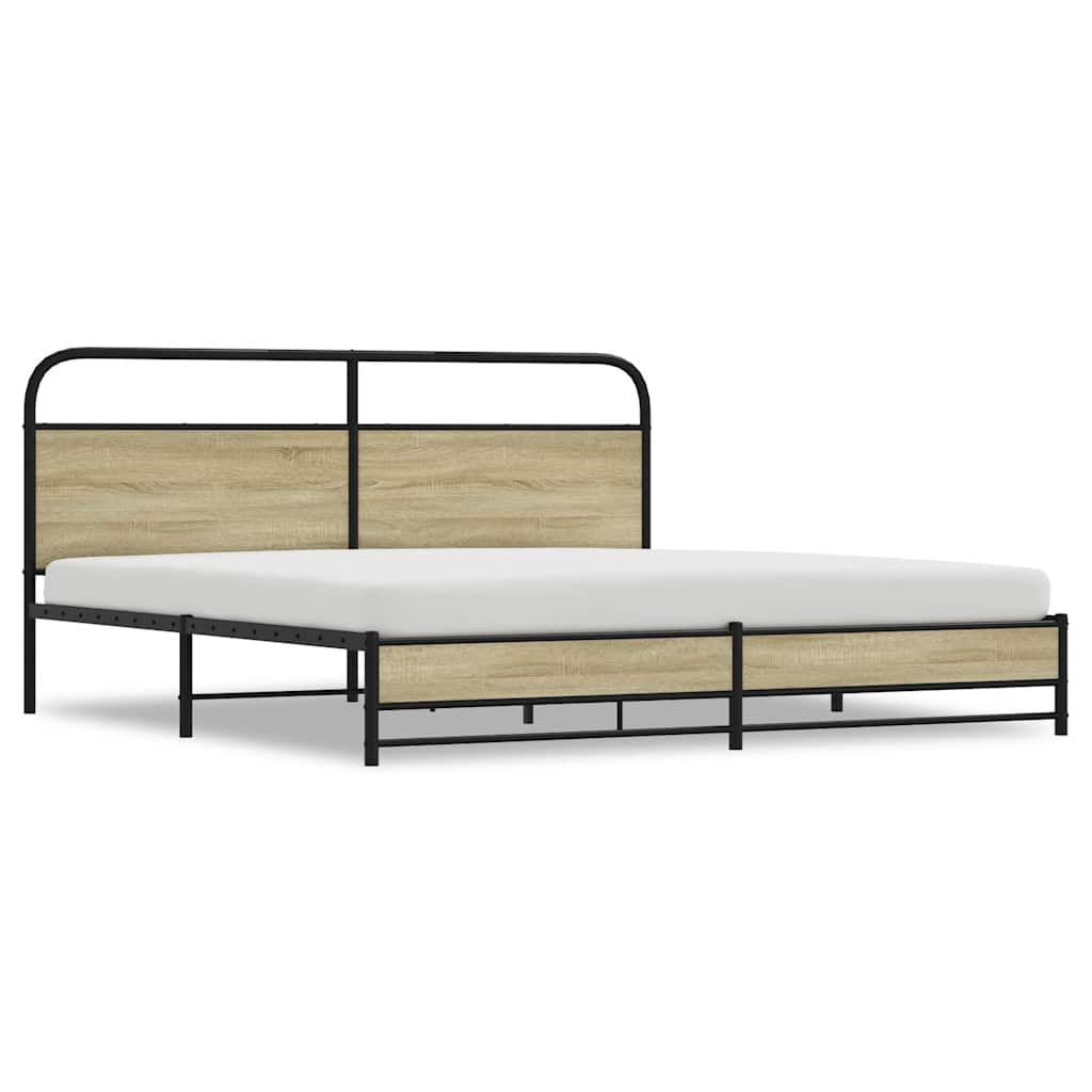 Bedframe zonder matras metaal sonoma eikenkleur 200x200 cm is nu te koop bij PeponiXL, paradijselijk wonen!
