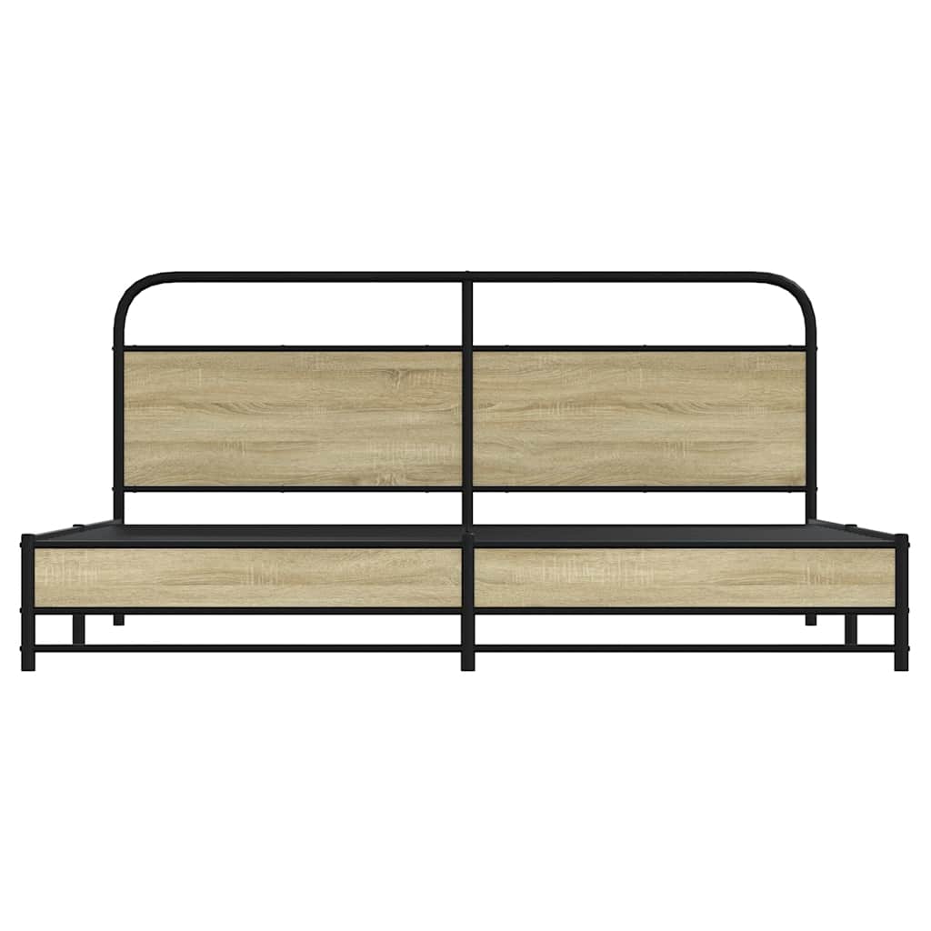Bedframe zonder matras metaal sonoma eikenkleur 200x200 cm is nu te koop bij PeponiXL, paradijselijk wonen!