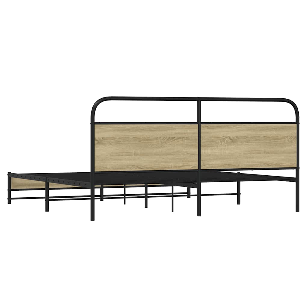 Bedframe zonder matras metaal sonoma eikenkleur 200x200 cm is nu te koop bij PeponiXL, paradijselijk wonen!