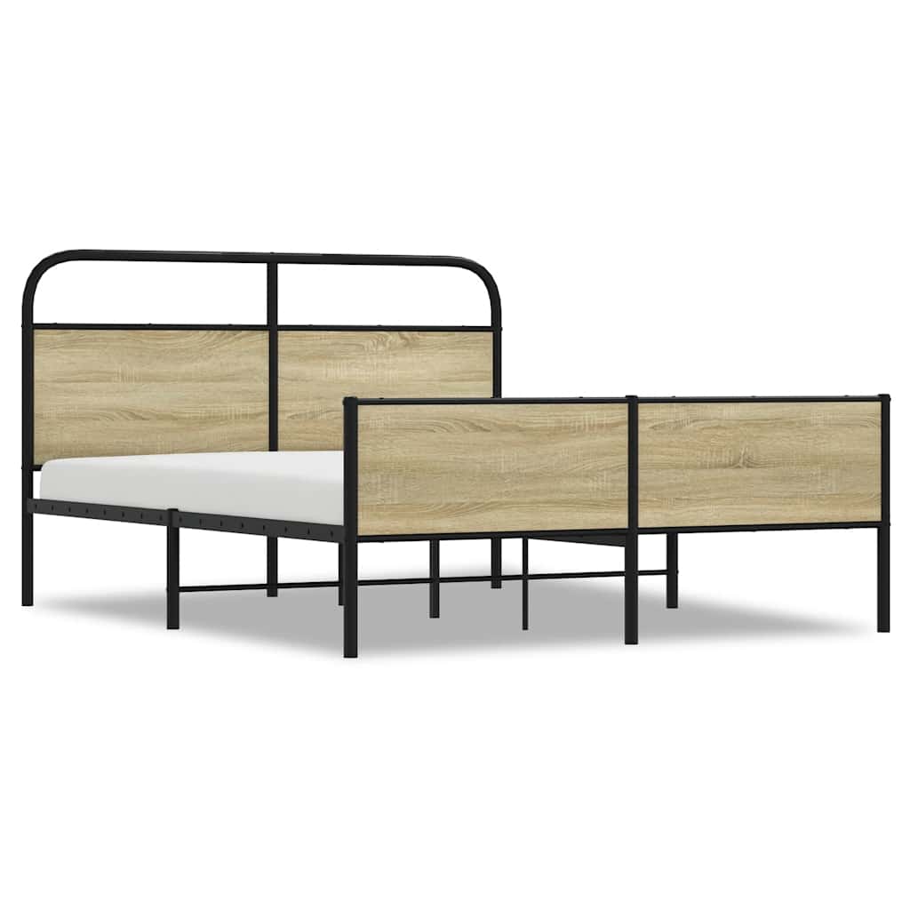 Bedframe zonder matras metaal sonoma eikenkleurig 150x200 cm is nu te koop bij PeponiXL, paradijselijk wonen!