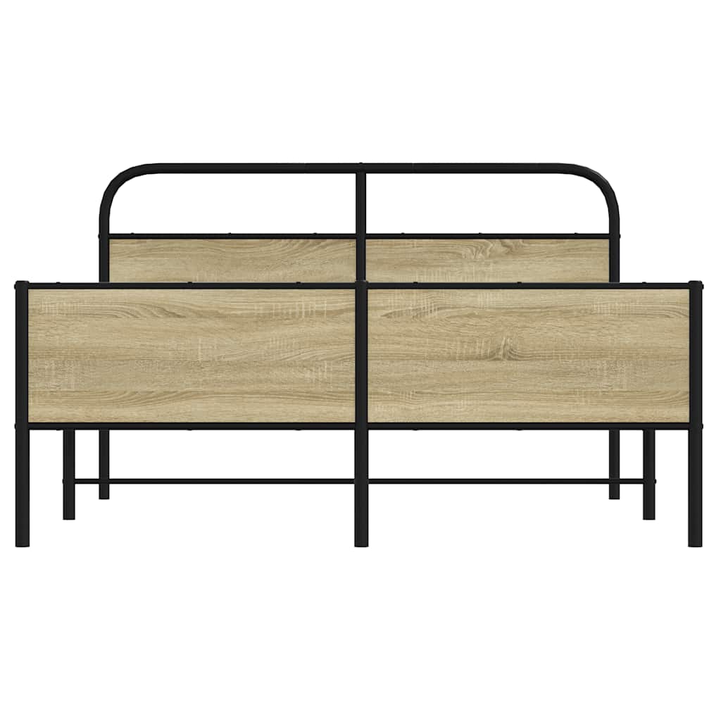 Bedframe zonder matras metaal sonoma eikenkleurig 150x200 cm is nu te koop bij PeponiXL, paradijselijk wonen!